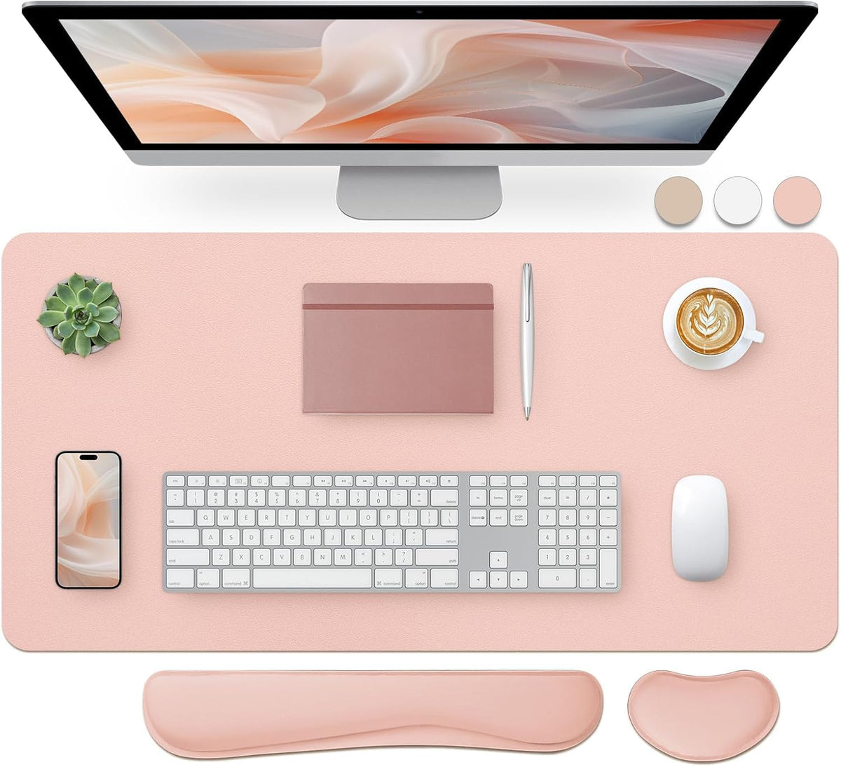 Bloss Green Desk Mat, Desk Matt for Desktop, Large Leather Desk Pad, Desk Pad Mat Waterproof, Computer Mat for Office Work/Home/Decor (31.5 x 15.7 Inches)