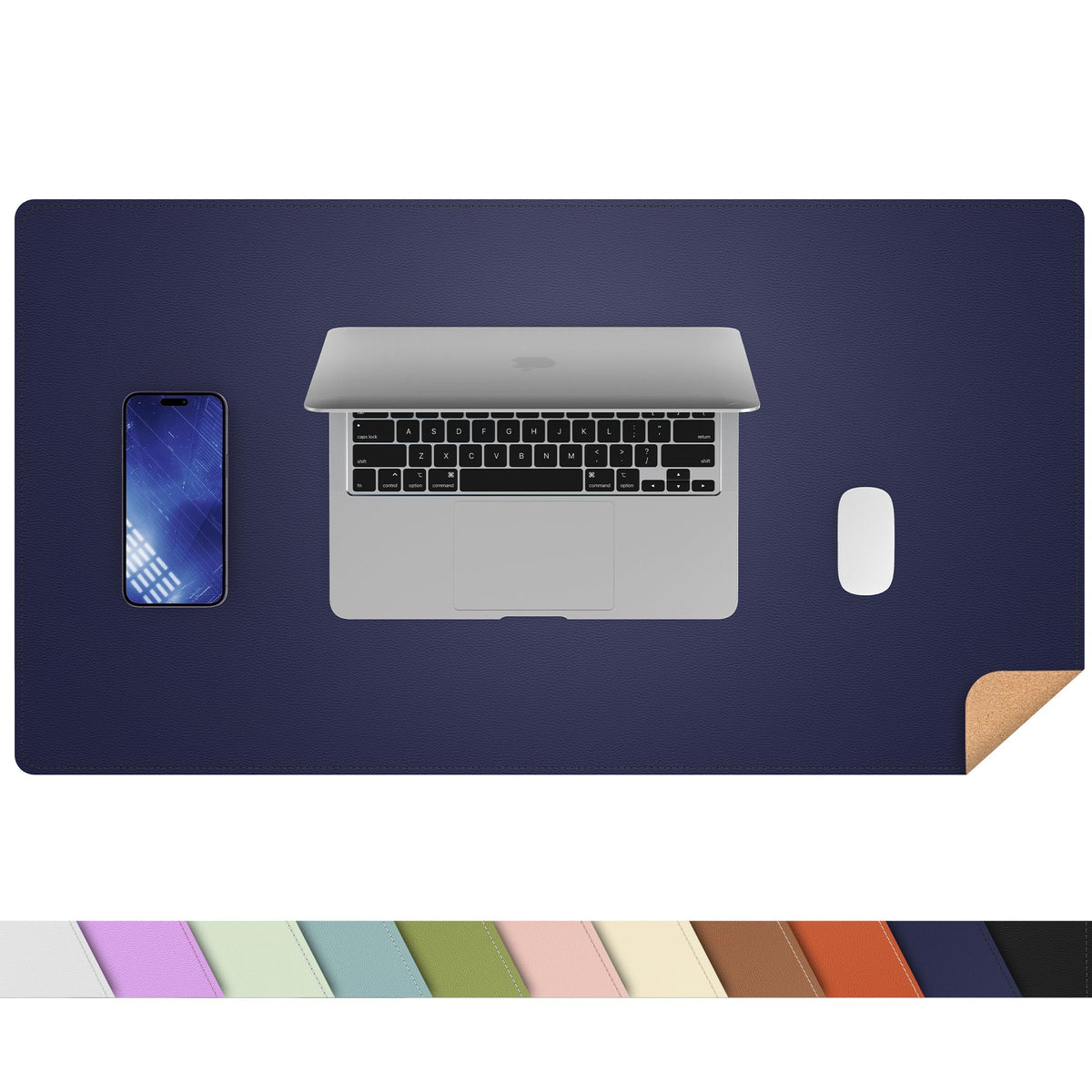 AFIING Large Desk Mat, 47" x 17",Black,Leather Desk Pad Protector for Mouse