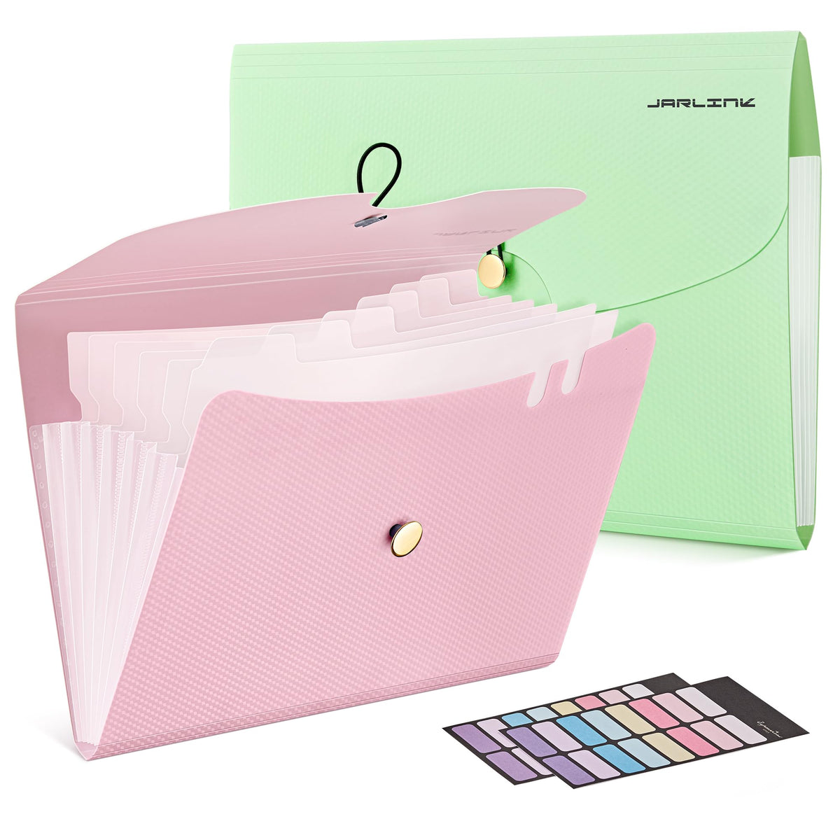 JARLINK 7 Pockets Expanding File Folder, A4 Accordion folders, Pink