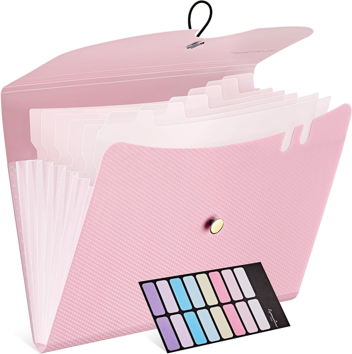 JARLINK 7 Pockets Expanding File Folder, A4 Accordion folders, Pink