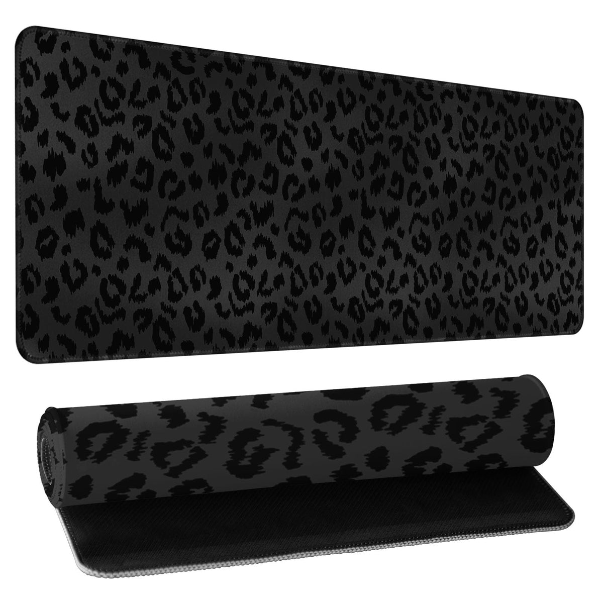 Leopard Desk Mat 31.5x11.8 Inch with Anti-Slip Rubber Base for Home Office