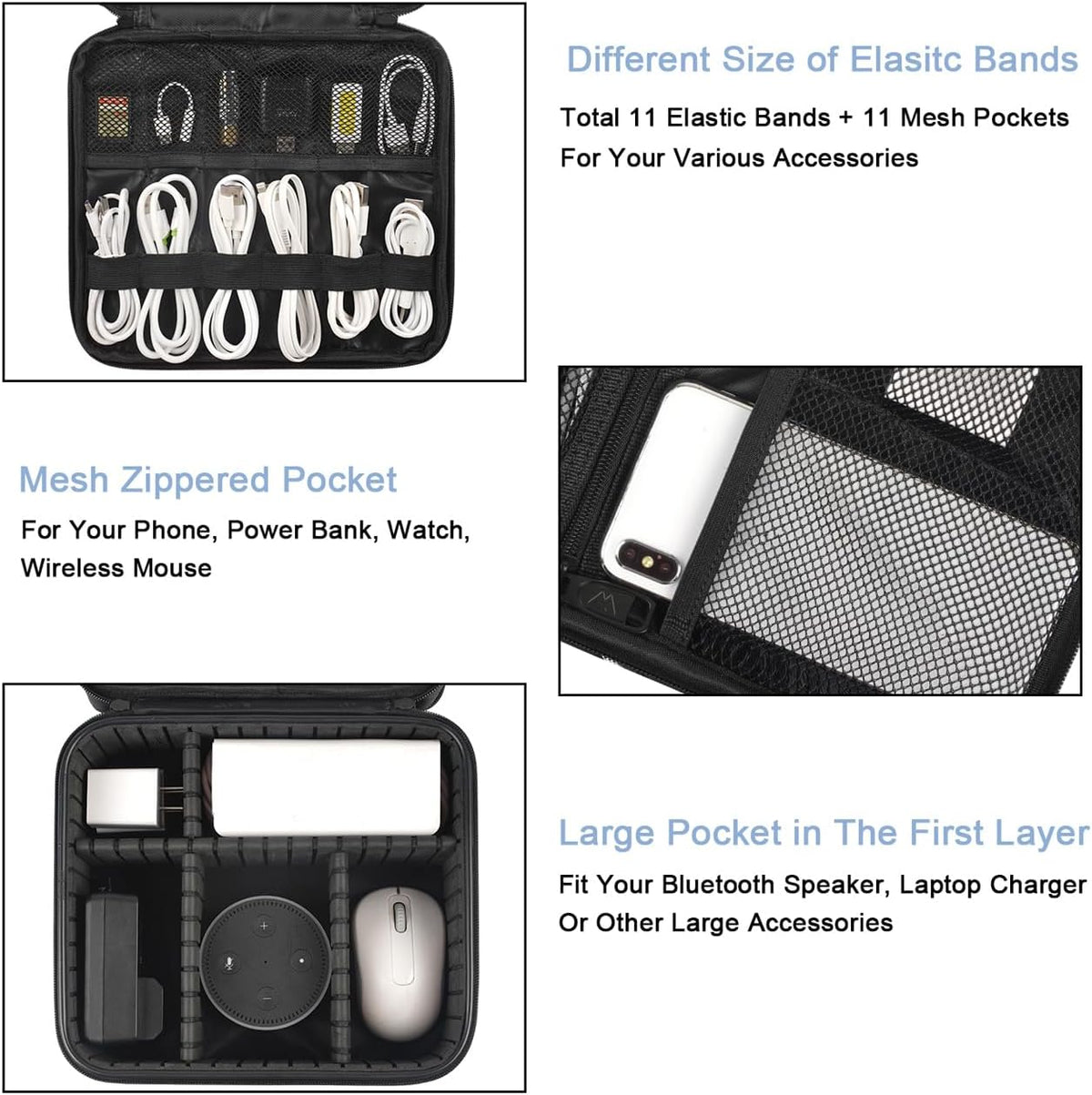 MATEIN Cable Organizer Bag, Travel Electronic Storage Cord Organizer Box