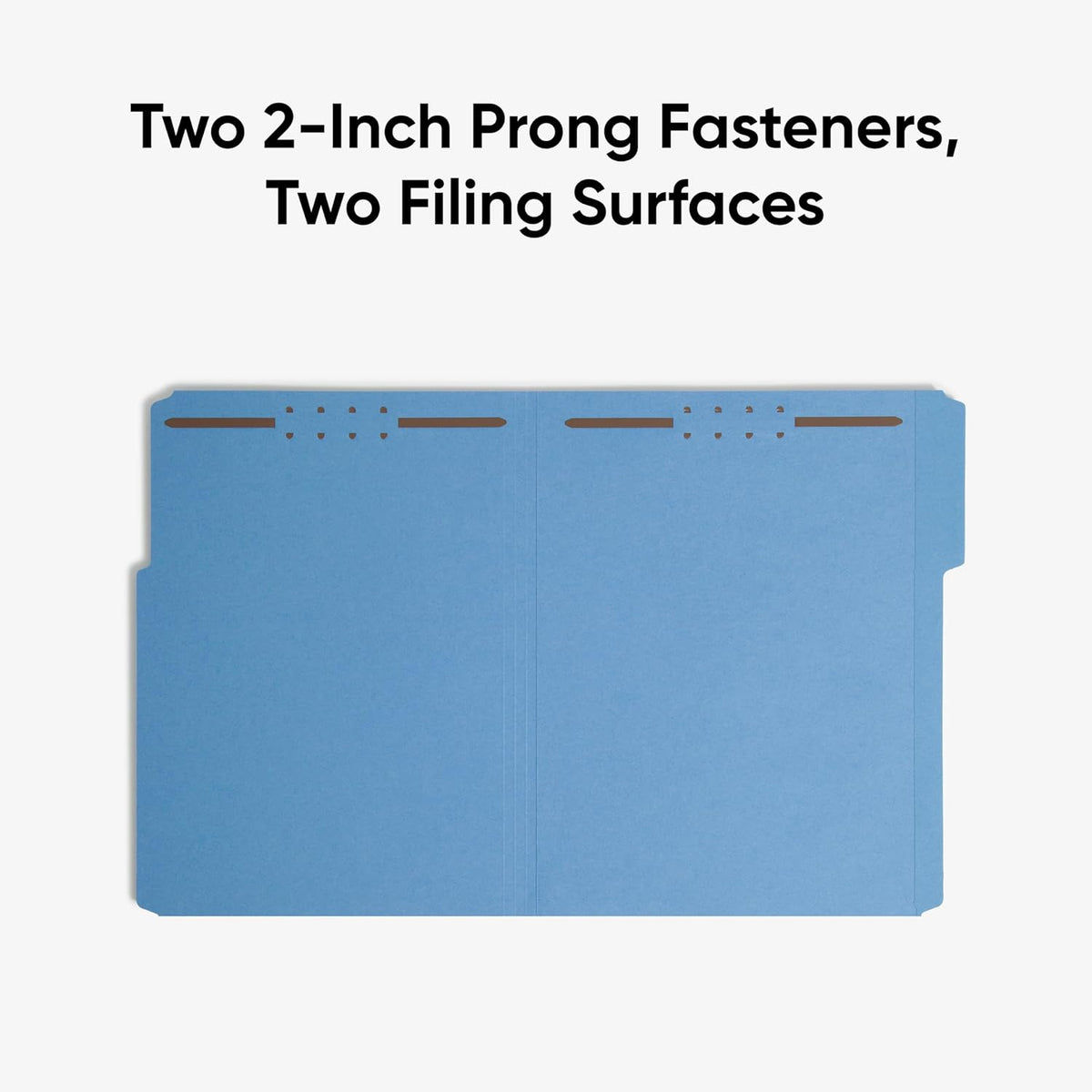 Smead Blue Fastener File Folders with Prongs, 3 Tab Letter Size