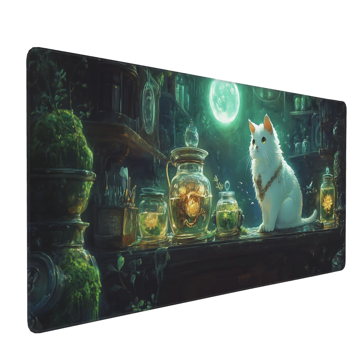 Dark Green Floral XXL Desk Mat, Extra Large Mouse Pad with Anti-Slip Base & Stitched Edges for Women, Aesthetic Desk Pad for Home Office Computer, Keyboard Mat Office Supplies Decor