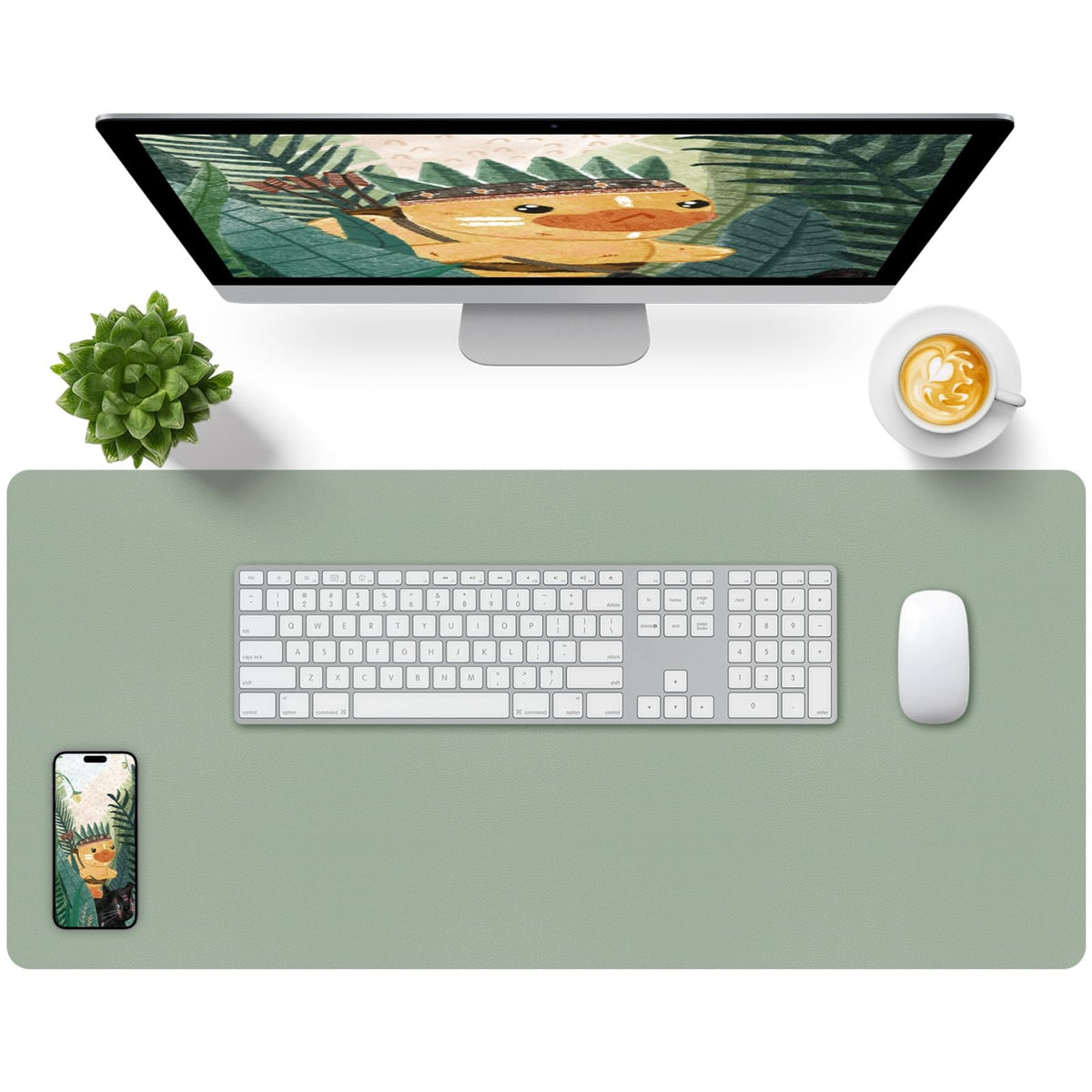 Bloss Green Desk Mat, Desk Matt for Desktop, Large Leather Desk Pad, Desk Pad Mat Waterproof, Computer Mat for Office Work/Home/Decor (31.5 x 15.7 Inches)