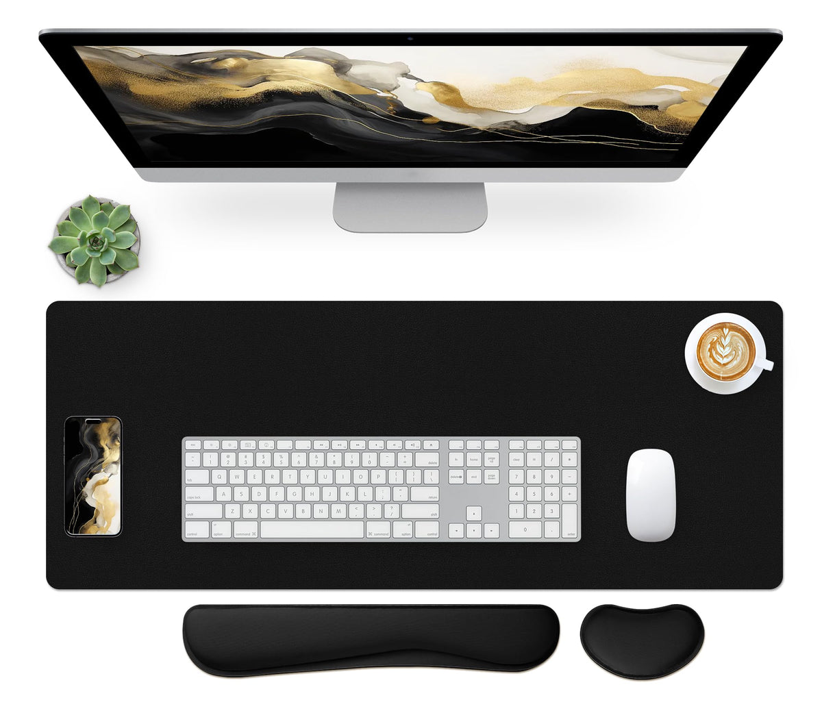 Bloss Green Desk Mat, Desk Matt for Desktop, Large Leather Desk Pad, Desk Pad Mat Waterproof, Computer Mat for Office Work/Home/Decor (31.5 x 15.7 Inches)