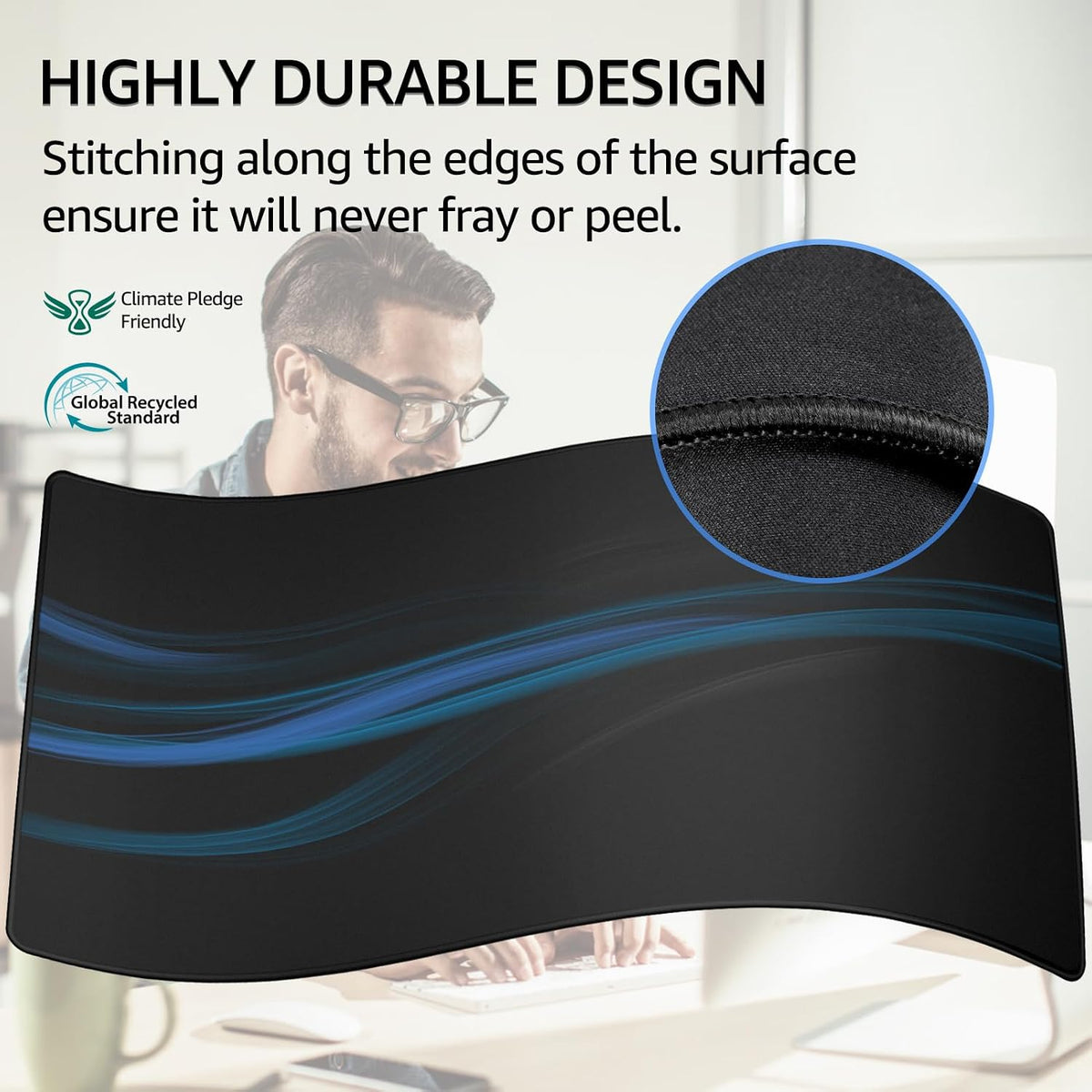 KTRIO Oversized Gaming Mouse Pad Desk Mat for Gamer, 47.3" x 23.6", Black