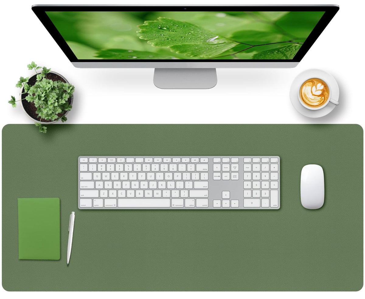 Bloss Green Desk Mat, Desk Matt for Desktop, Large Leather Desk Pad, Desk Pad Mat Waterproof, Computer Mat for Office Work/Home/Decor (31.5 x 15.7 Inches)