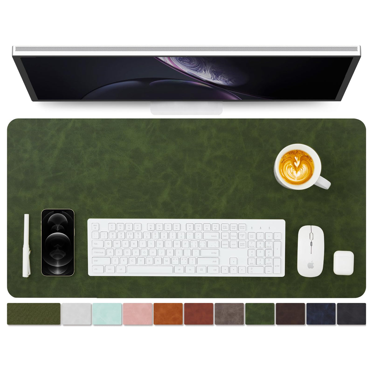 Distressed Leather Desk Mat - Non-Slip PU Desk Pad for Office and Home - Desk Organization and Accessories - Ideal for Large Mouse Pad and Desk Mats on Top of Desks(Espresso,31.5"x 15.7")