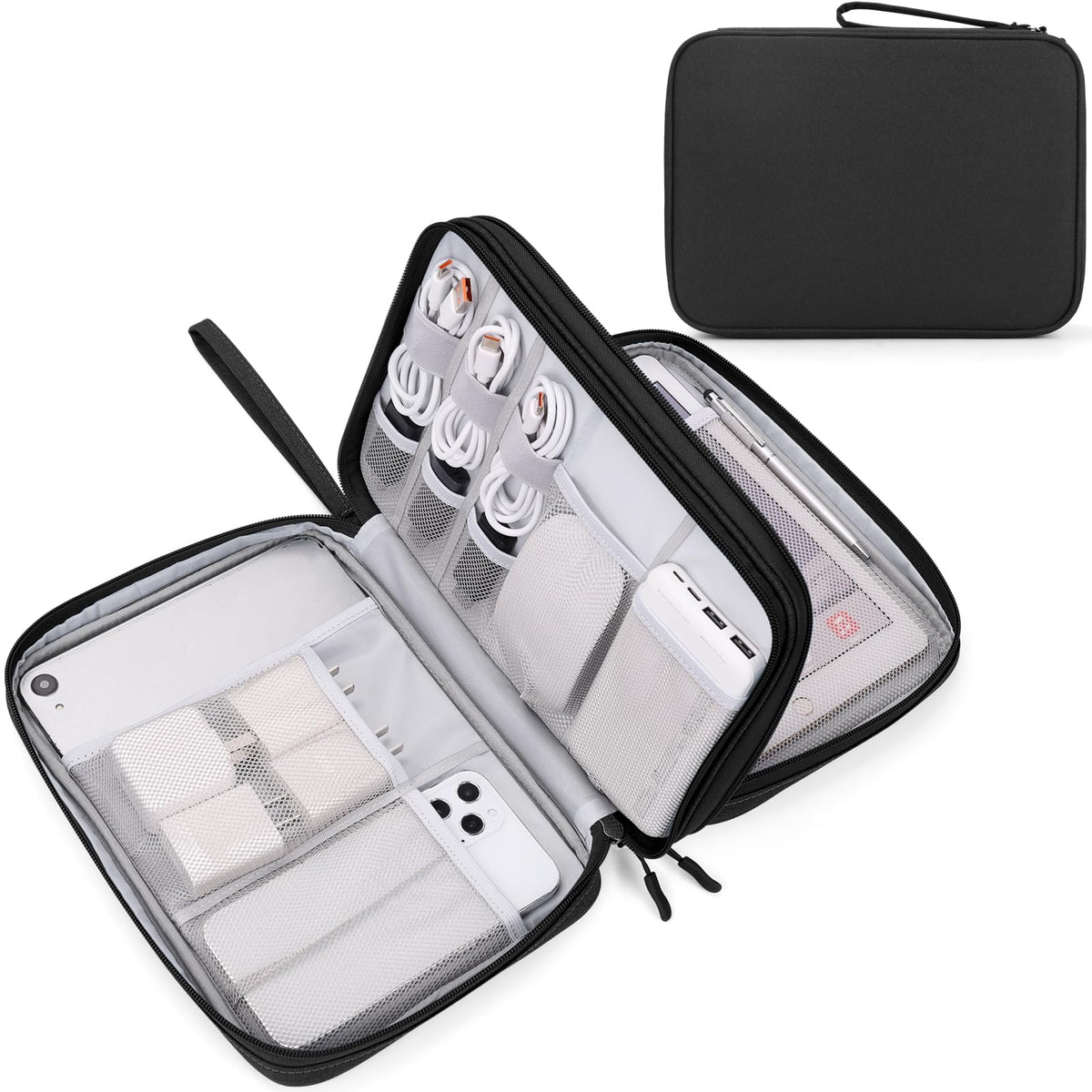FYY Electronic Organizer, Travel Tech Pouch Bag, Cable Organizer Wine Red