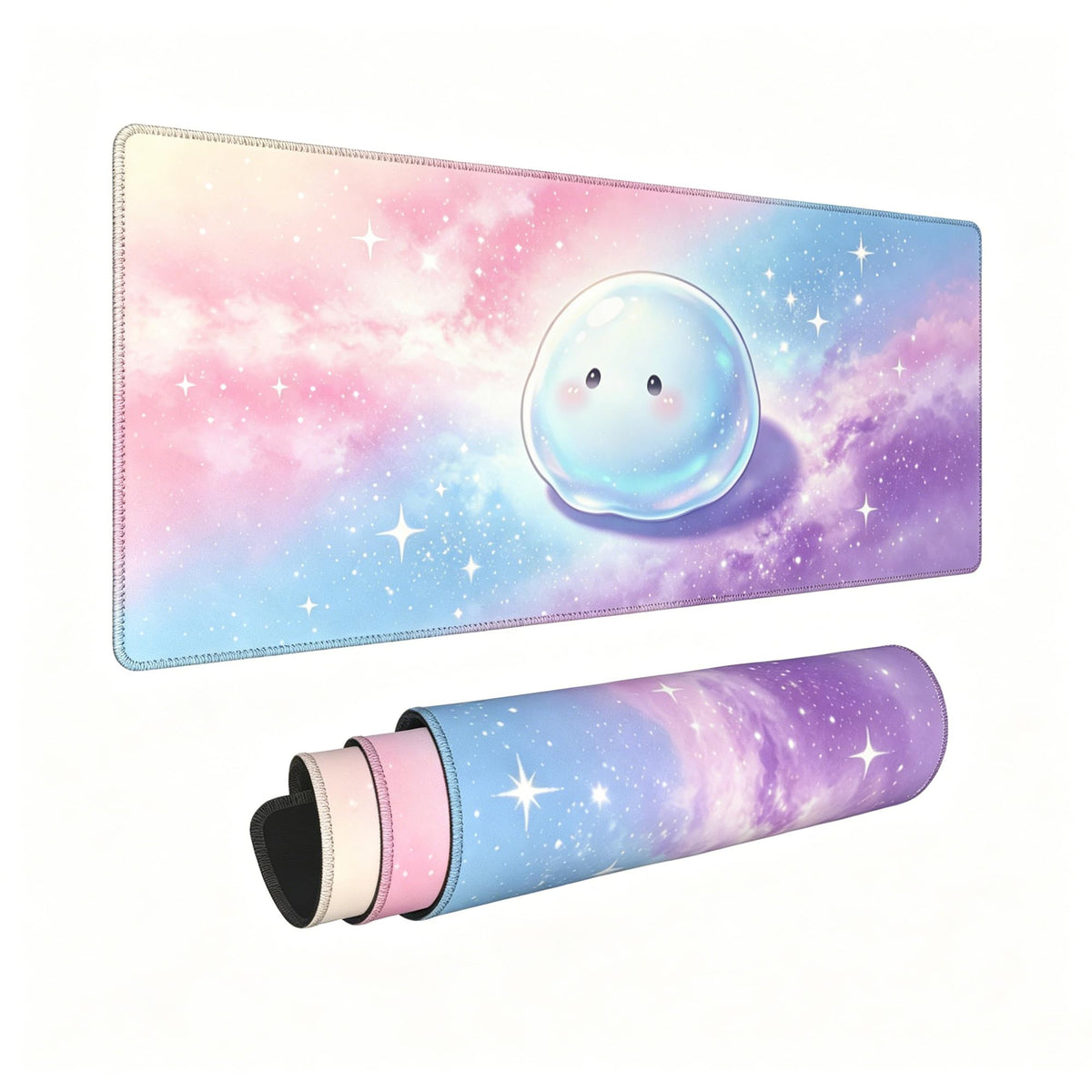 Cute Purple Mouse Pad,Large Kawaii Gaming Desk Mat 31.5 x 12 in