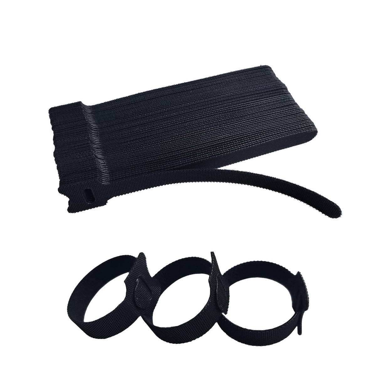 200 PCS 8 Inches Black Reusable Cable Ties, Adjustable Cord Straps, Cable Organizer, Cord Wrap and Hook Loop Cords Management,Adjustable Cord Ties
