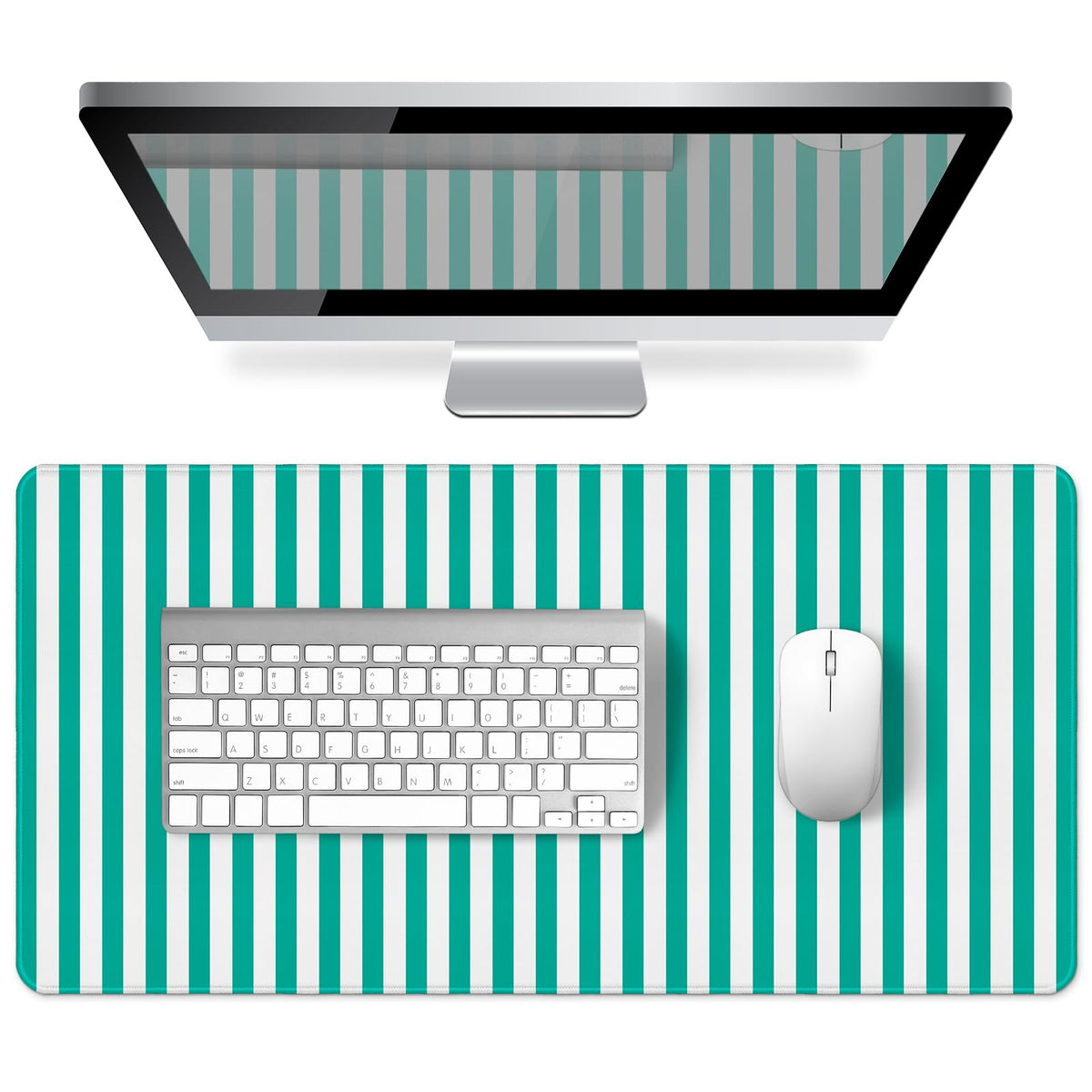 Green Striped Desk Mat Large Mouse Pad Cute Desk Pad Keyboard Computer Mat