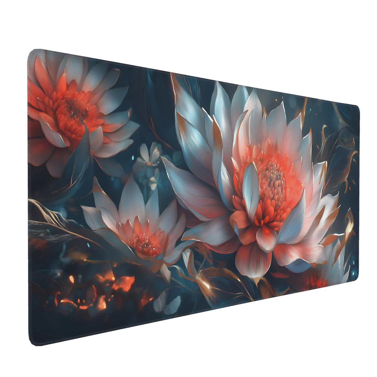 Dark Green Floral XXL Desk Mat, Extra Large Mouse Pad with Anti-Slip Base & Stitched Edges for Women, Aesthetic Desk Pad for Home Office Computer, Keyboard Mat Office Supplies Decor