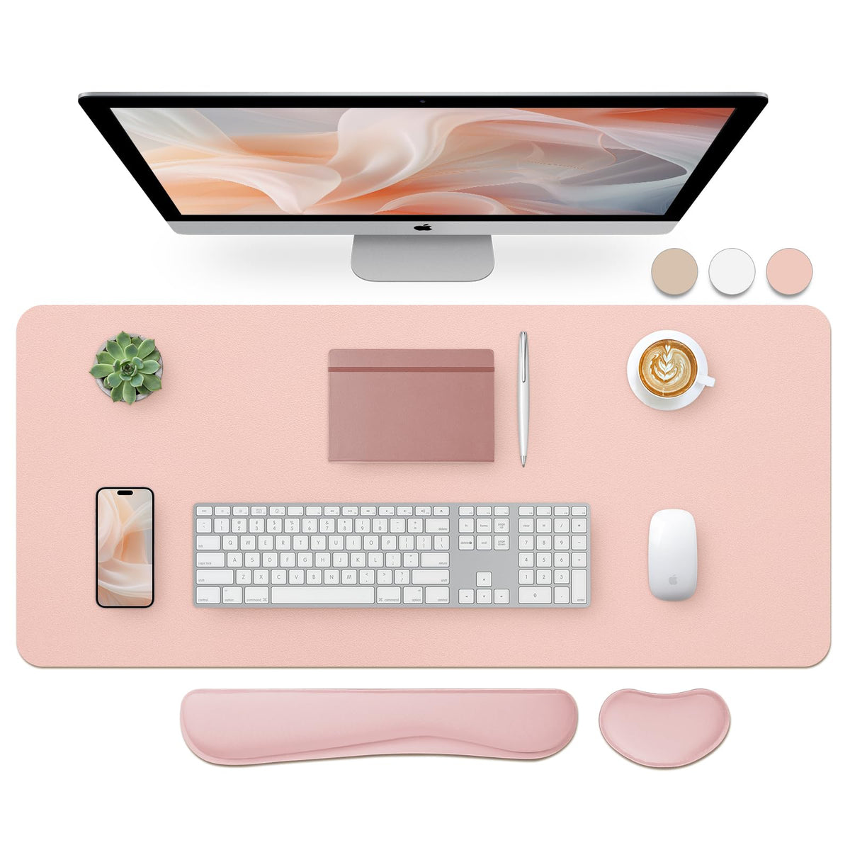 Bloss Green Desk Mat, Desk Matt for Desktop, Large Leather Desk Pad, Desk Pad Mat Waterproof, Computer Mat for Office Work/Home/Decor (31.5 x 15.7 Inches)