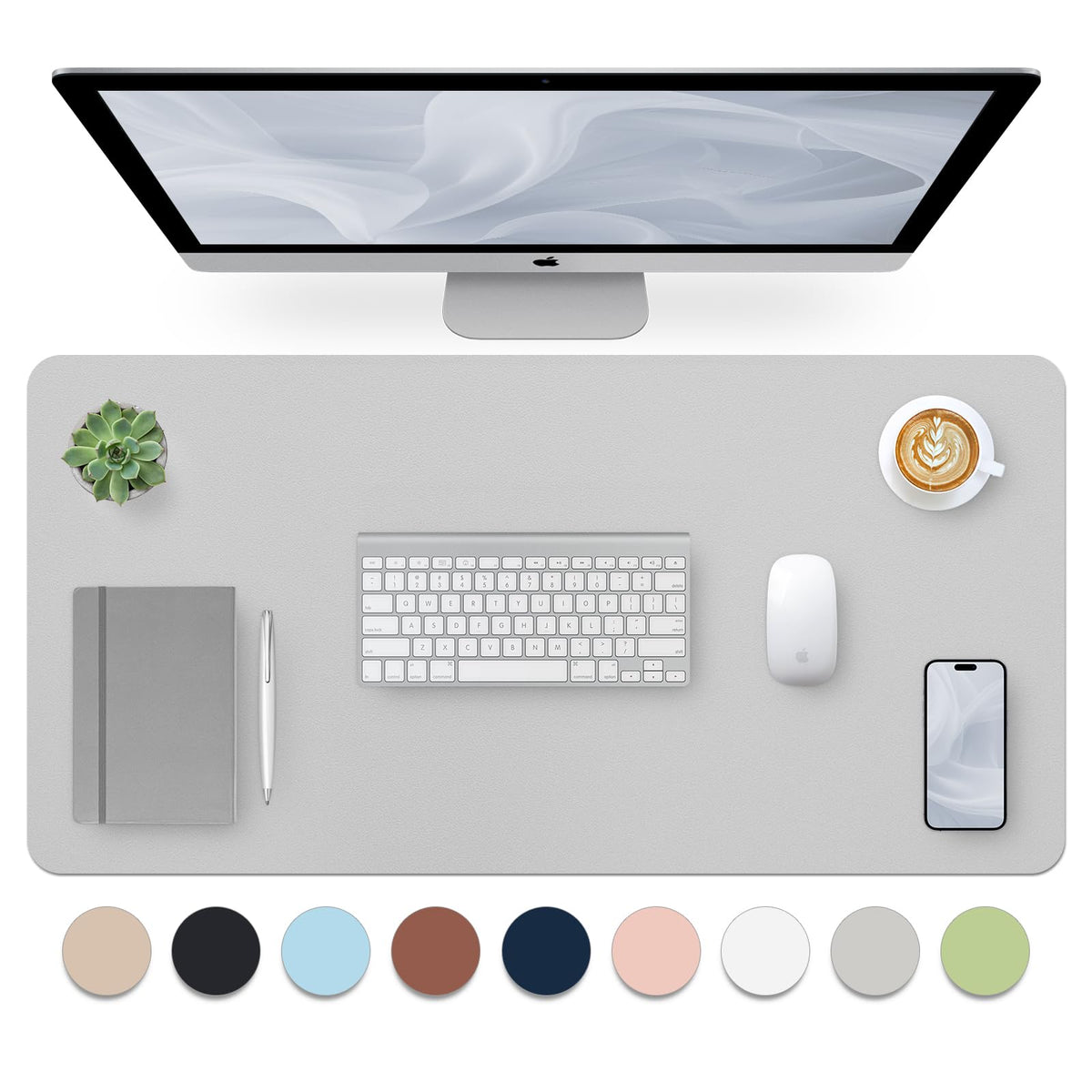 Bloss Green Desk Mat, Desk Matt for Desktop, Large Leather Desk Pad, Desk Pad Mat Waterproof, Computer Mat for Office Work/Home/Decor (31.5 x 15.7 Inches)