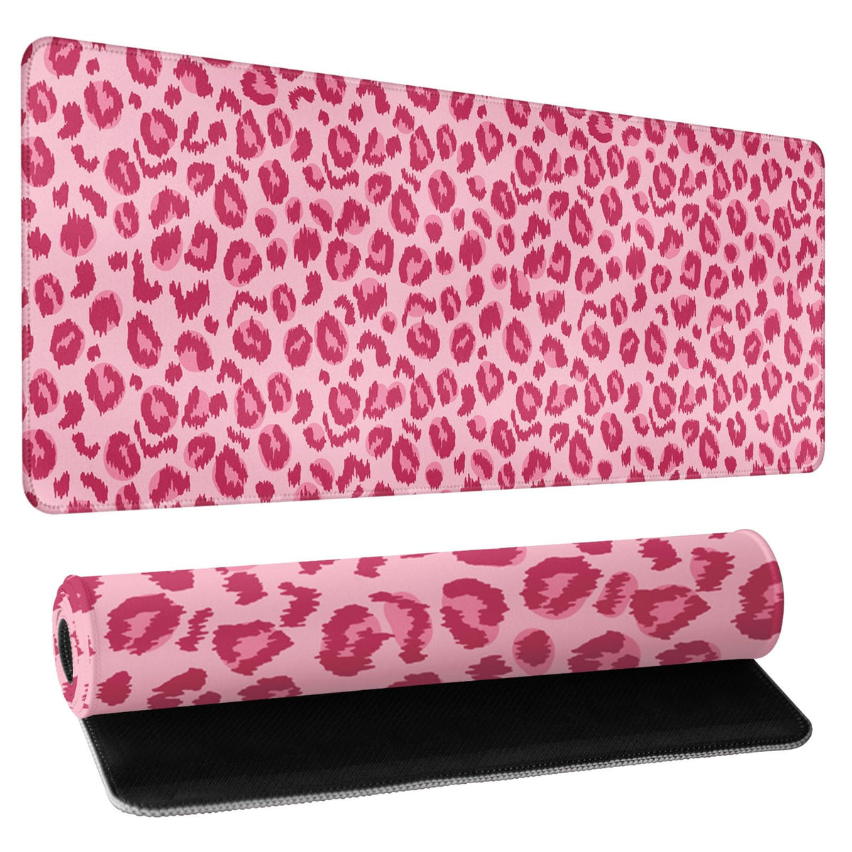 Leopard Desk Mat 31.5x11.8 Inch with Anti-Slip Rubber Base for Home Office