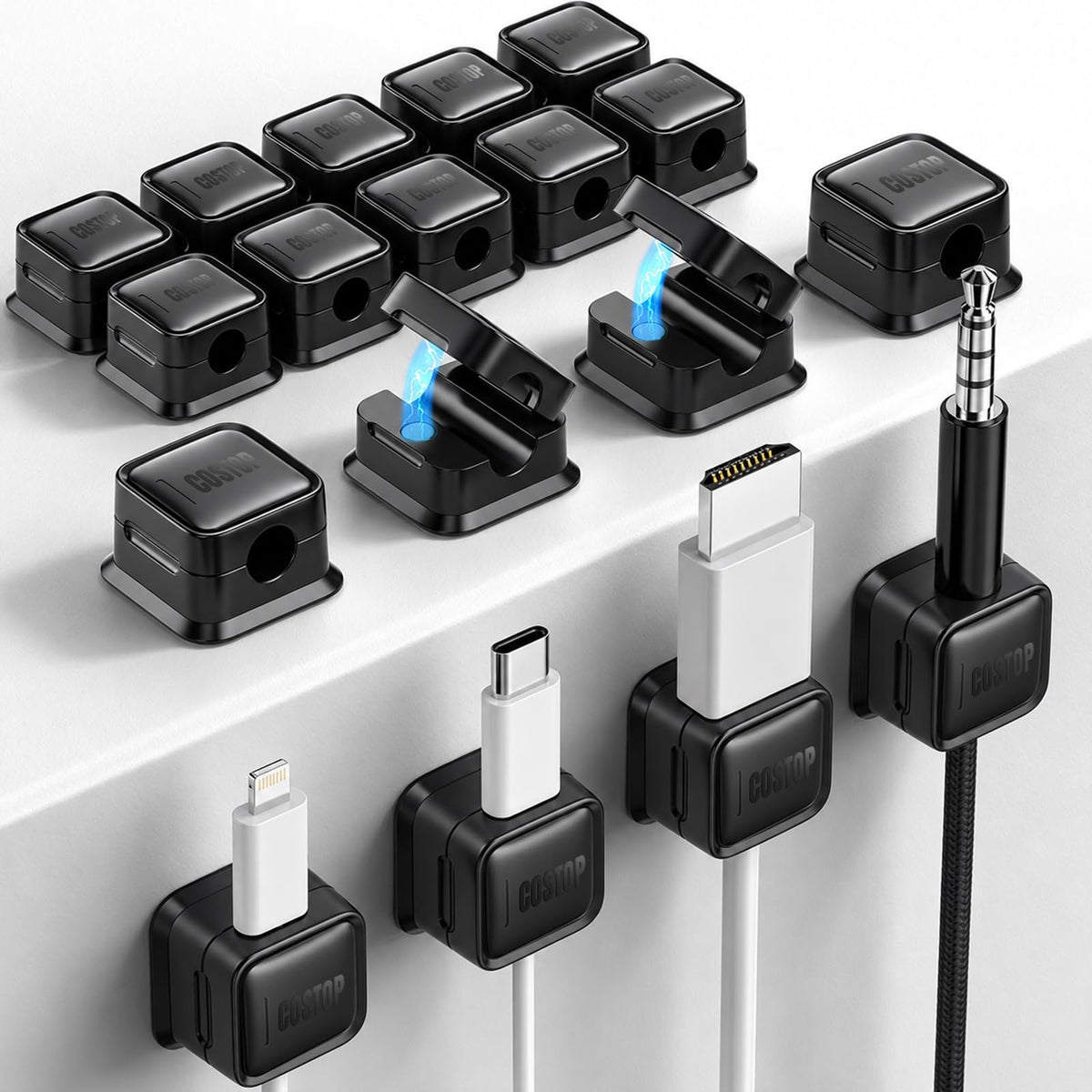 9 Pack Cord Organizer Magnetic Cable Clips Adhesive Wire Management 1s Lock