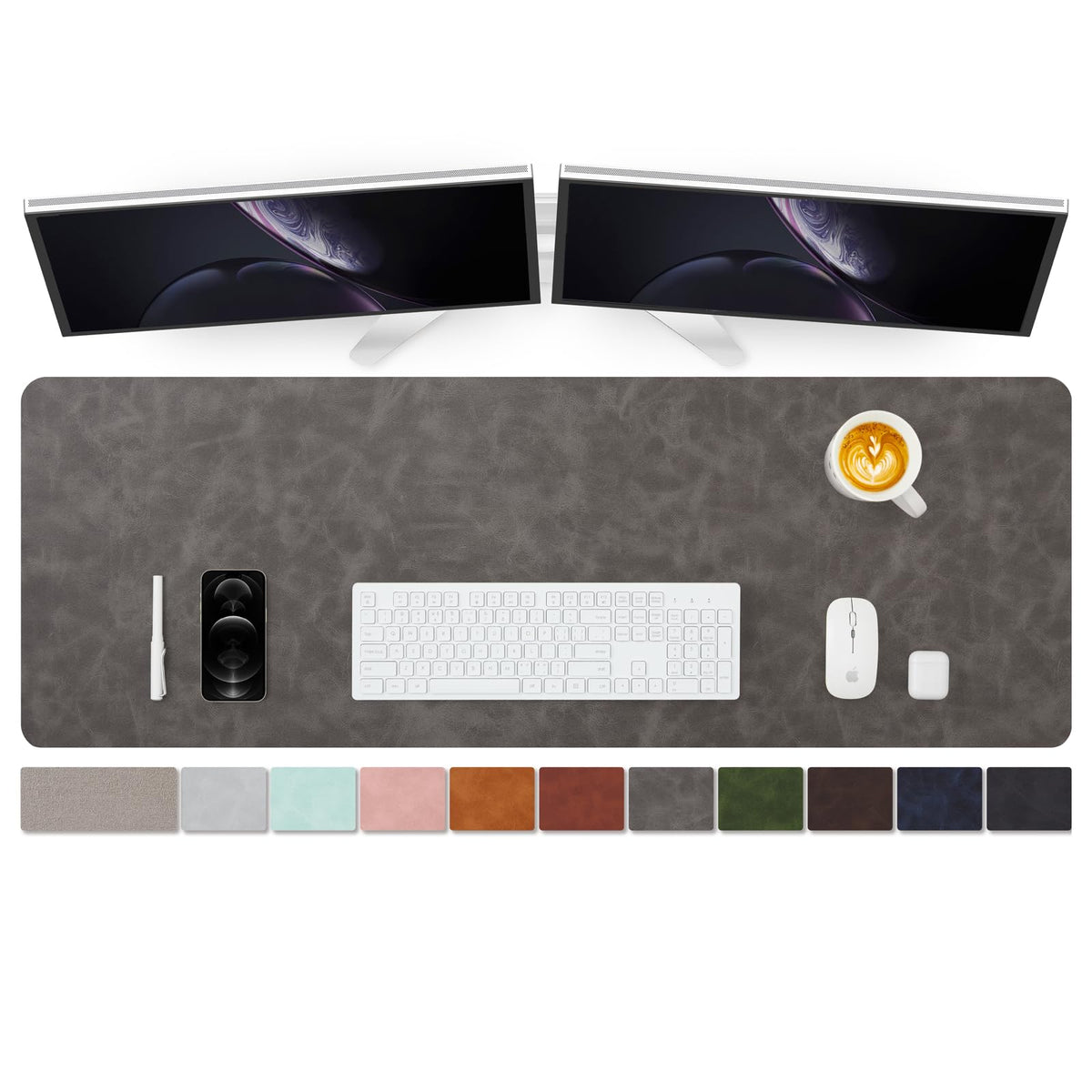 Distressed Leather Desk Mat - Non-Slip PU Desk Pad for Office and Home - Desk Organization and Accessories - Ideal for Large Mouse Pad and Desk Mats on Top of Desks(Espresso,31.5"x 15.7")
