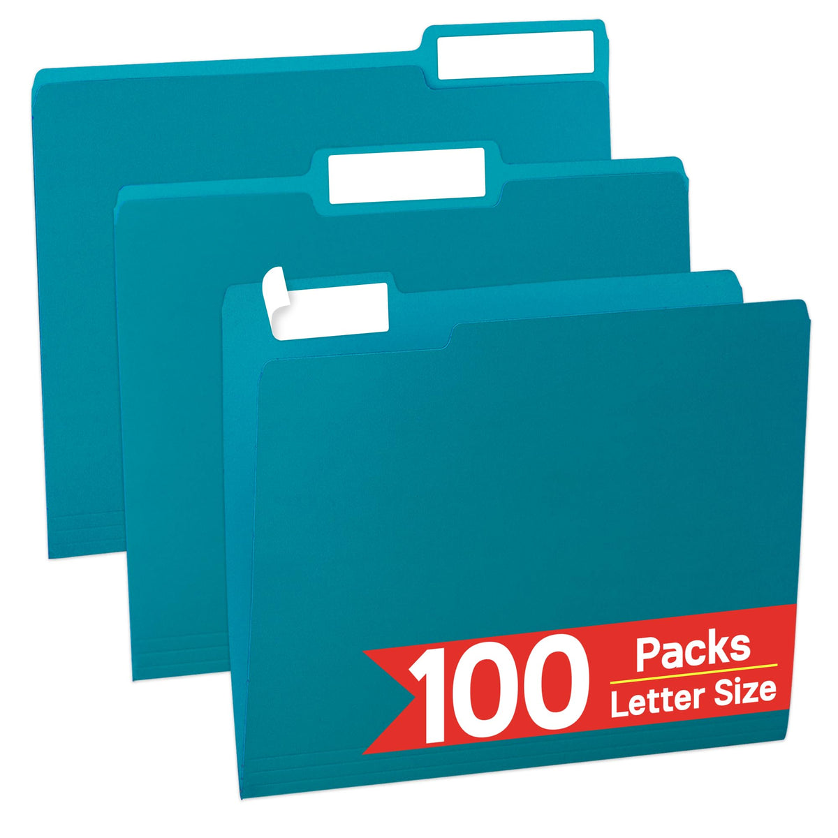VZCPYTPM 100 Packs File Folder,1/3-Cut Tabs,Blue File Folders Letter Size