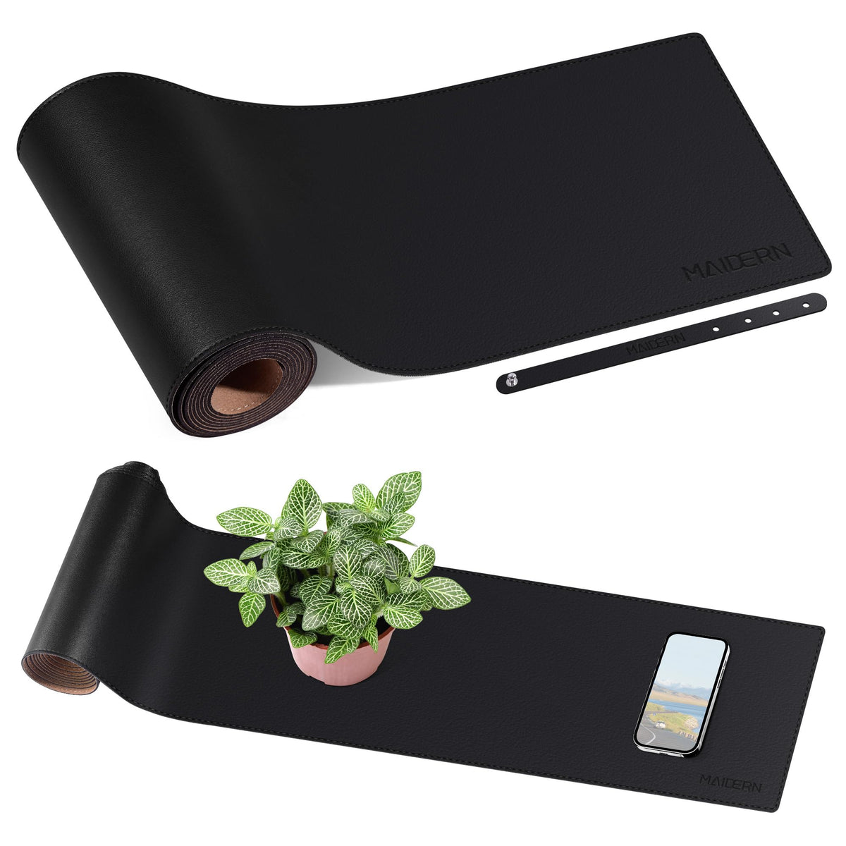MAIDERN 43.3”x 19.6” Cork & Leather Desk Mat, Large Desk Pad (Cream)