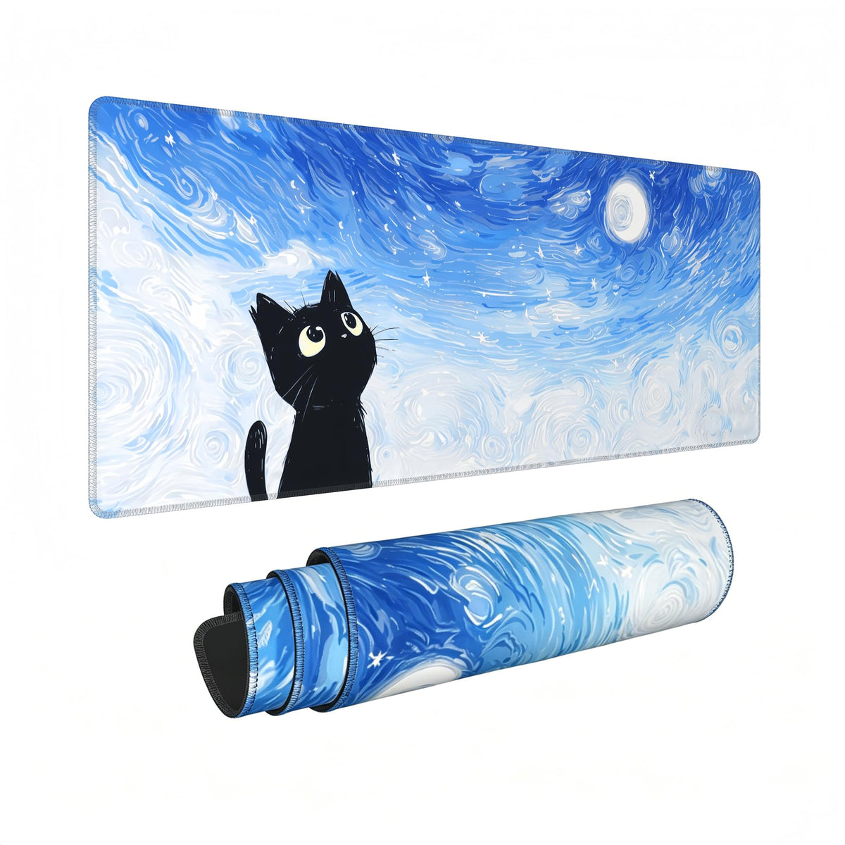 Cute Purple Mouse Pad,Large Kawaii Gaming Desk Mat 31.5 x 12 in