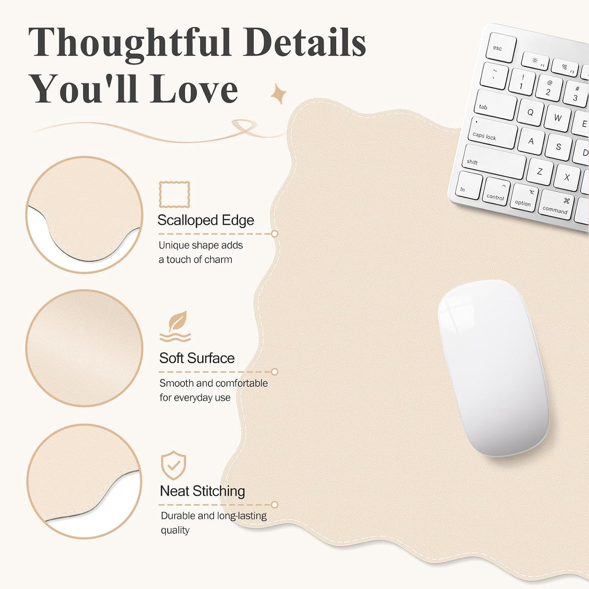 iCasso Beige Desk Blotter 35.4"x15.7", Desk Protector for Workspace