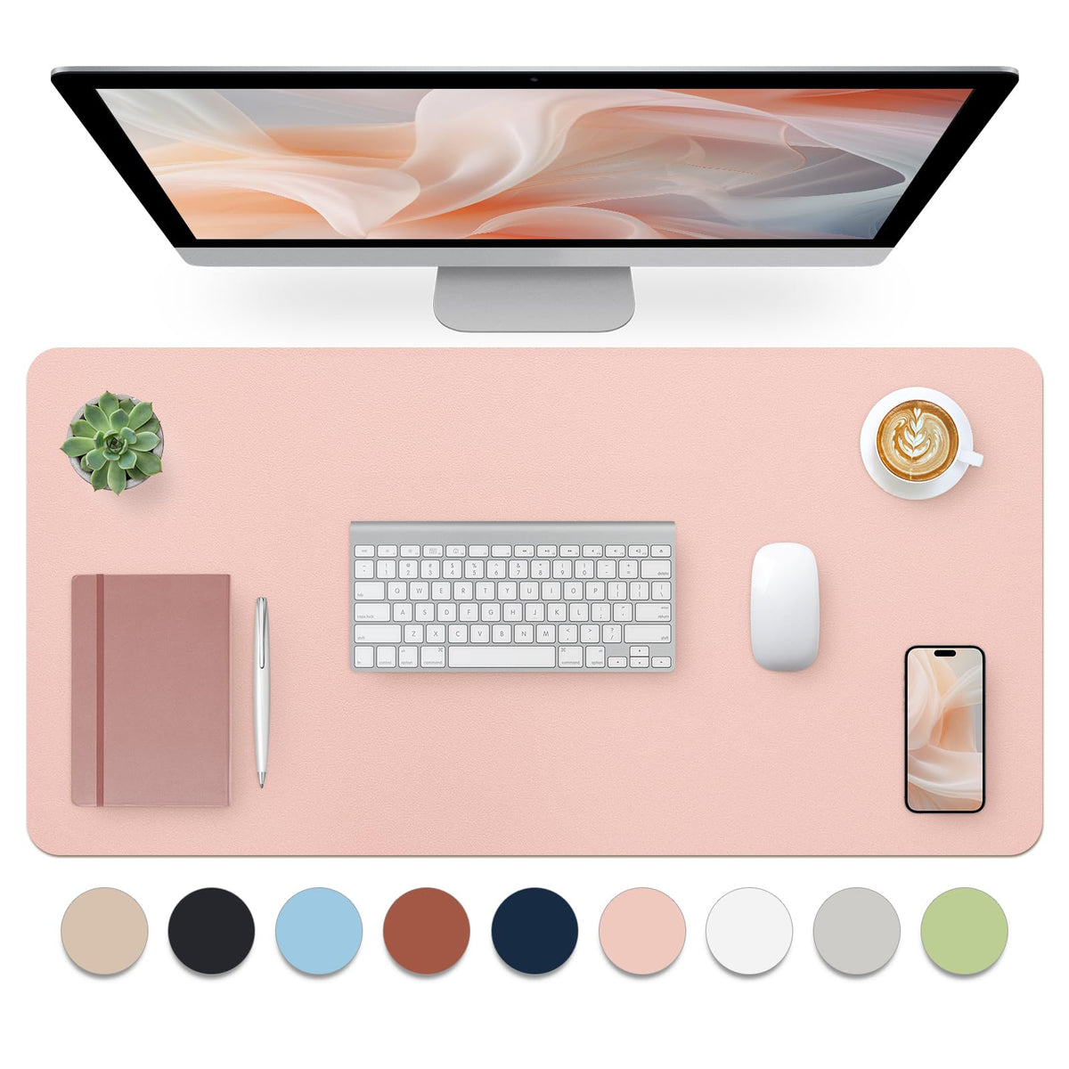 Bloss Green Desk Mat, Desk Matt for Desktop, Large Leather Desk Pad, Desk Pad Mat Waterproof, Computer Mat for Office Work/Home/Decor (31.5 x 15.7 Inches)