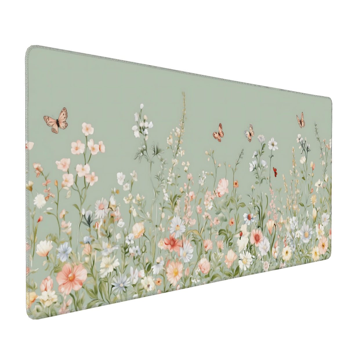 Dark Green Floral XXL Desk Mat, Extra Large Mouse Pad with Anti-Slip Base & Stitched Edges for Women, Aesthetic Desk Pad for Home Office Computer, Keyboard Mat Office Supplies Decor