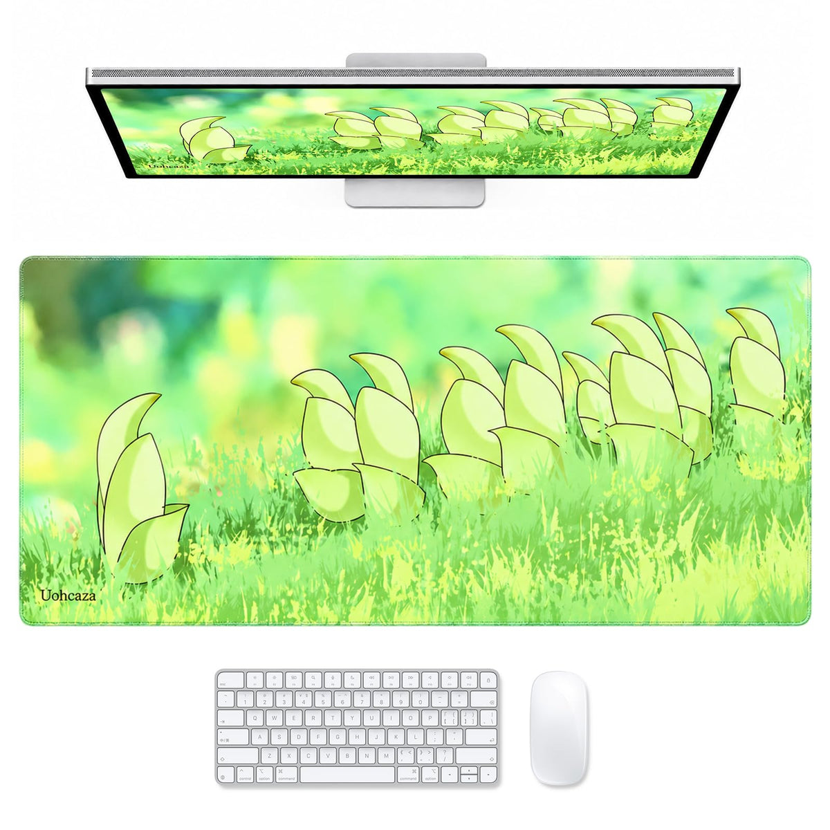 Large Desk Mat Purple Floral Mouse Pad Extended Keyboard Mat 35.4 x 15.7