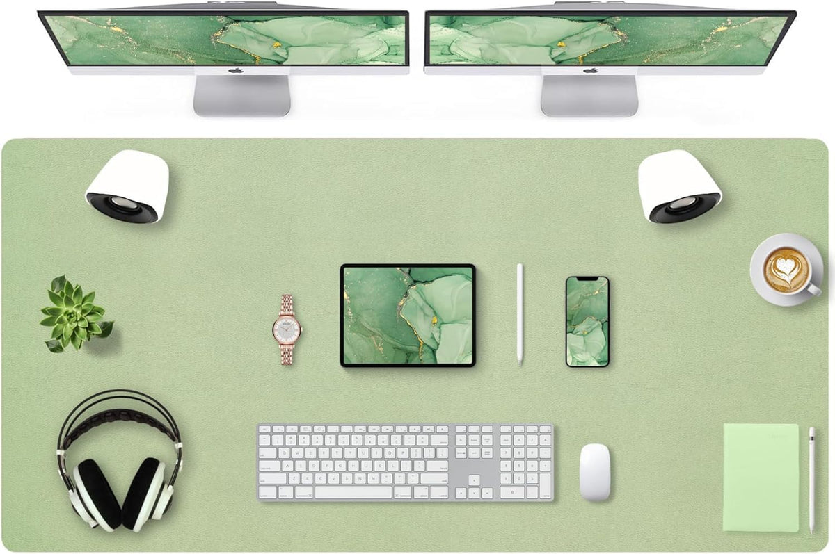Bloss Green Desk Mat, Desk Matt for Desktop, Large Leather Desk Pad, Desk Pad Mat Waterproof, Computer Mat for Office Work/Home/Decor (31.5 x 15.7 Inches)