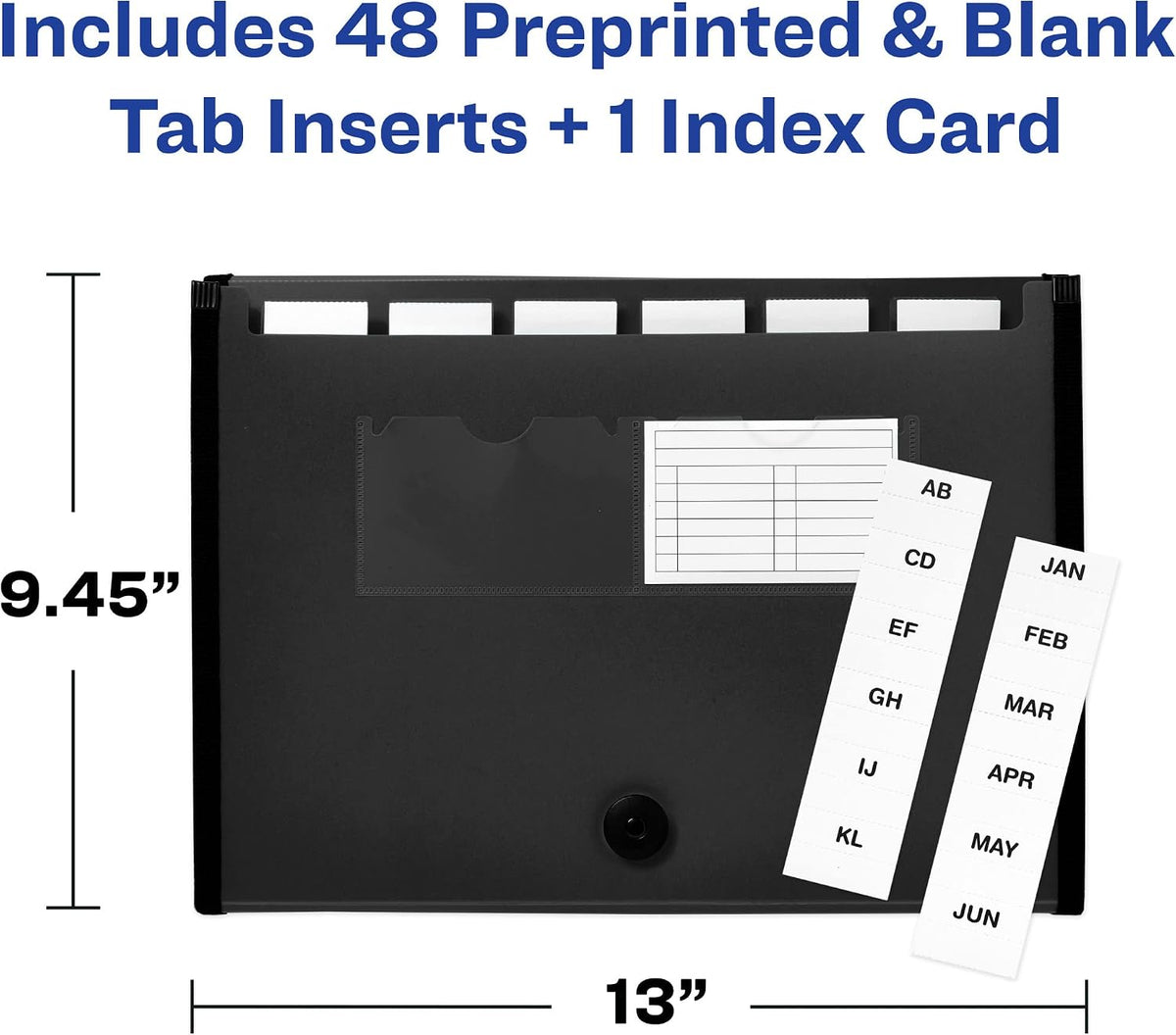 Avery® Expanding File Folder Organizer, 7-Pocket Accordion File Organizer, Black, Holds 425 Letter/A4-Size Sheets (73550)