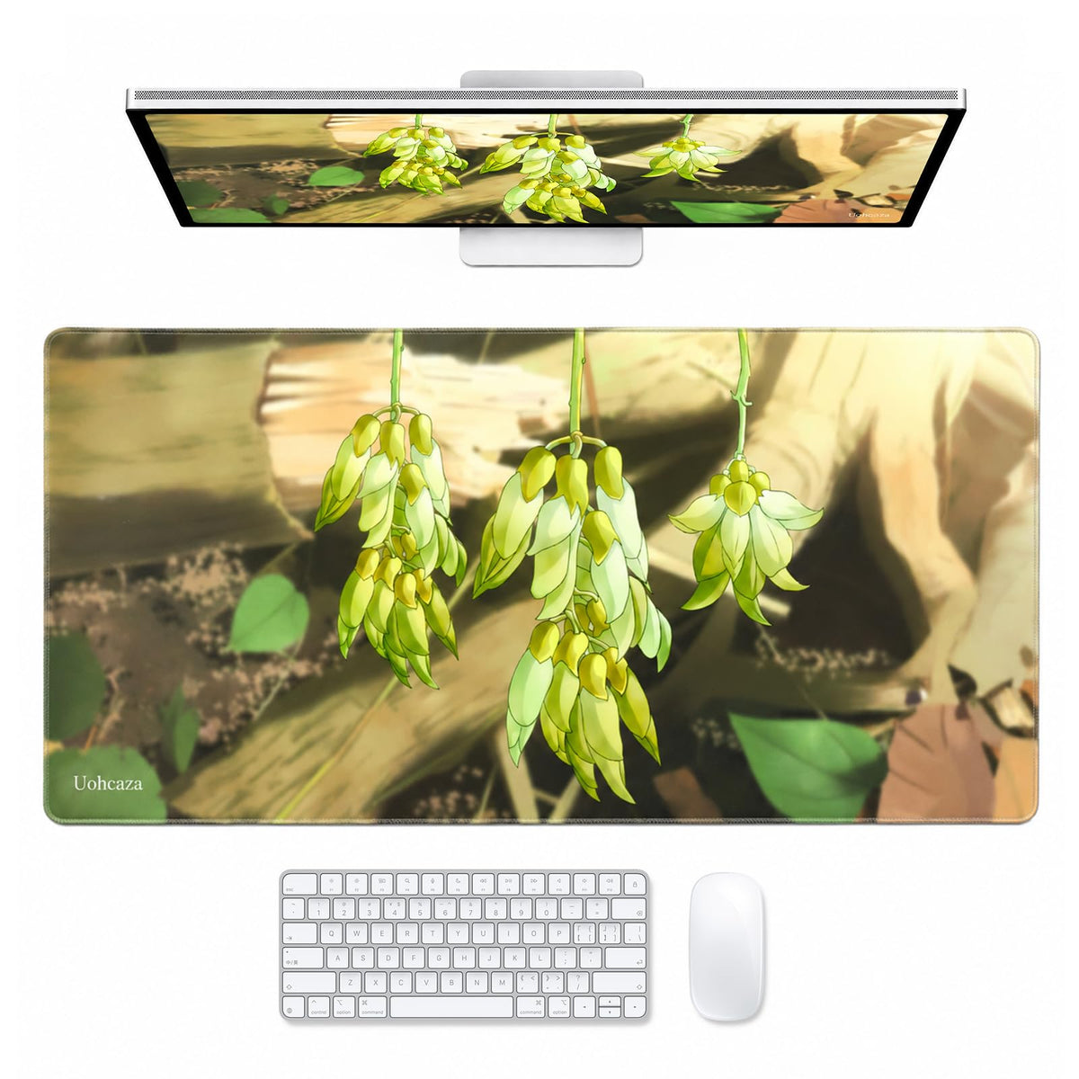 Large Desk Mat Purple Floral Mouse Pad Extended Keyboard Mat 35.4 x 15.7