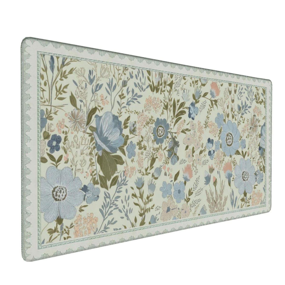 Dark Green Floral XXL Desk Mat, Extra Large Mouse Pad with Anti-Slip Base & Stitched Edges for Women, Aesthetic Desk Pad for Home Office Computer, Keyboard Mat Office Supplies Decor