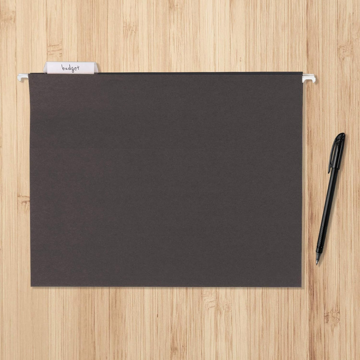 Amazon Basics Hanging File Folders with Adjustable Tabs for Document Organization, Letter Size, 8.5x11 inches, Black, 25-Pack