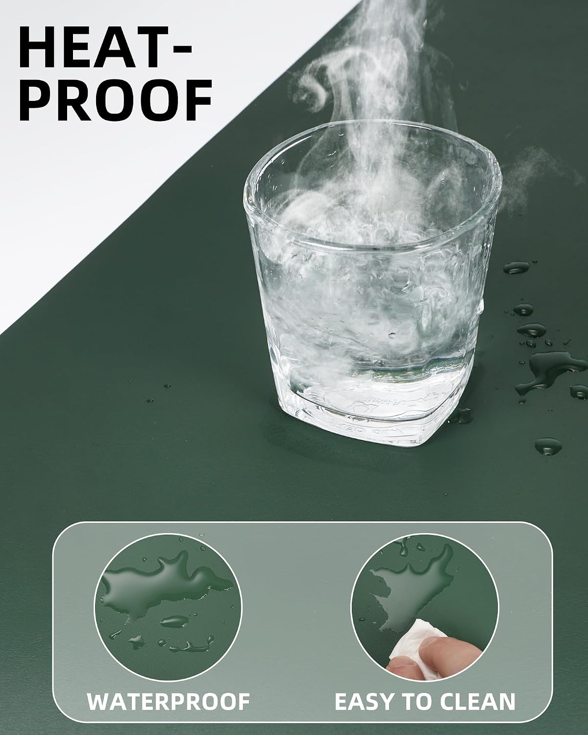 AFIING Leather Desk Pad Protector, Mouse Pad, Office Desk Mat, Non-Slip PU Leather Desk Blotter, Large Desk Mat, Waterproof Keyboard Mat for Office/Home/Decor (Dark Green, 48" x 17")