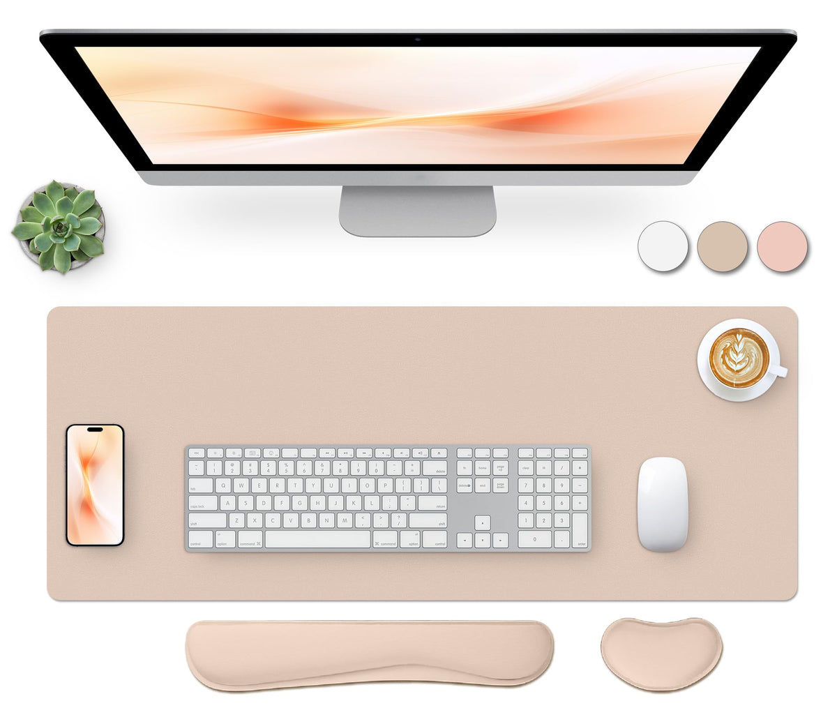 Bloss Green Desk Mat, Desk Matt for Desktop, Large Leather Desk Pad, Desk Pad Mat Waterproof, Computer Mat for Office Work/Home/Decor (31.5 x 15.7 Inches)