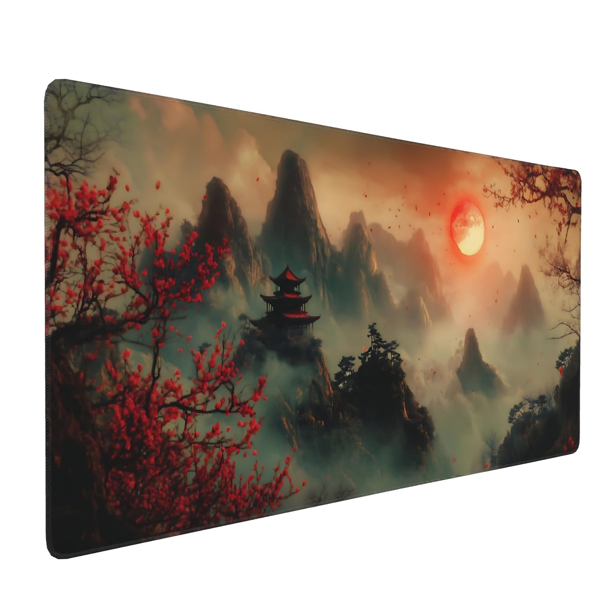 Dark Green Floral XXL Desk Mat, Extra Large Mouse Pad with Anti-Slip Base & Stitched Edges for Women, Aesthetic Desk Pad for Home Office Computer, Keyboard Mat Office Supplies Decor