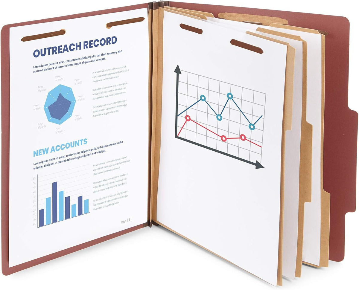 Blue Summit Supplies 10 Classification Folders, 3 Divider, Red