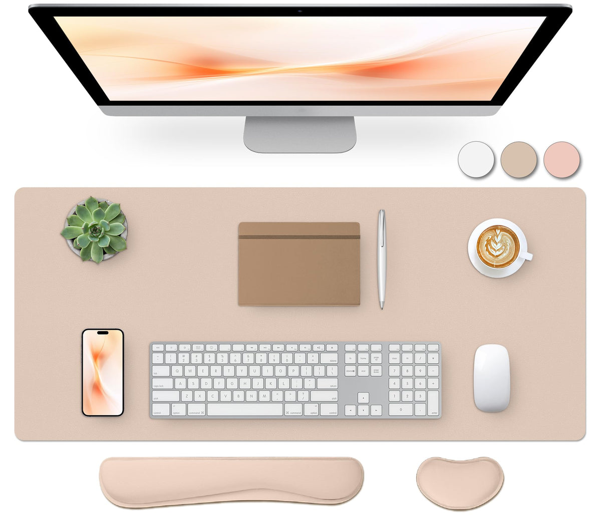 Bloss Green Desk Mat, Desk Matt for Desktop, Large Leather Desk Pad, Desk Pad Mat Waterproof, Computer Mat for Office Work/Home/Decor (31.5 x 15.7 Inches)