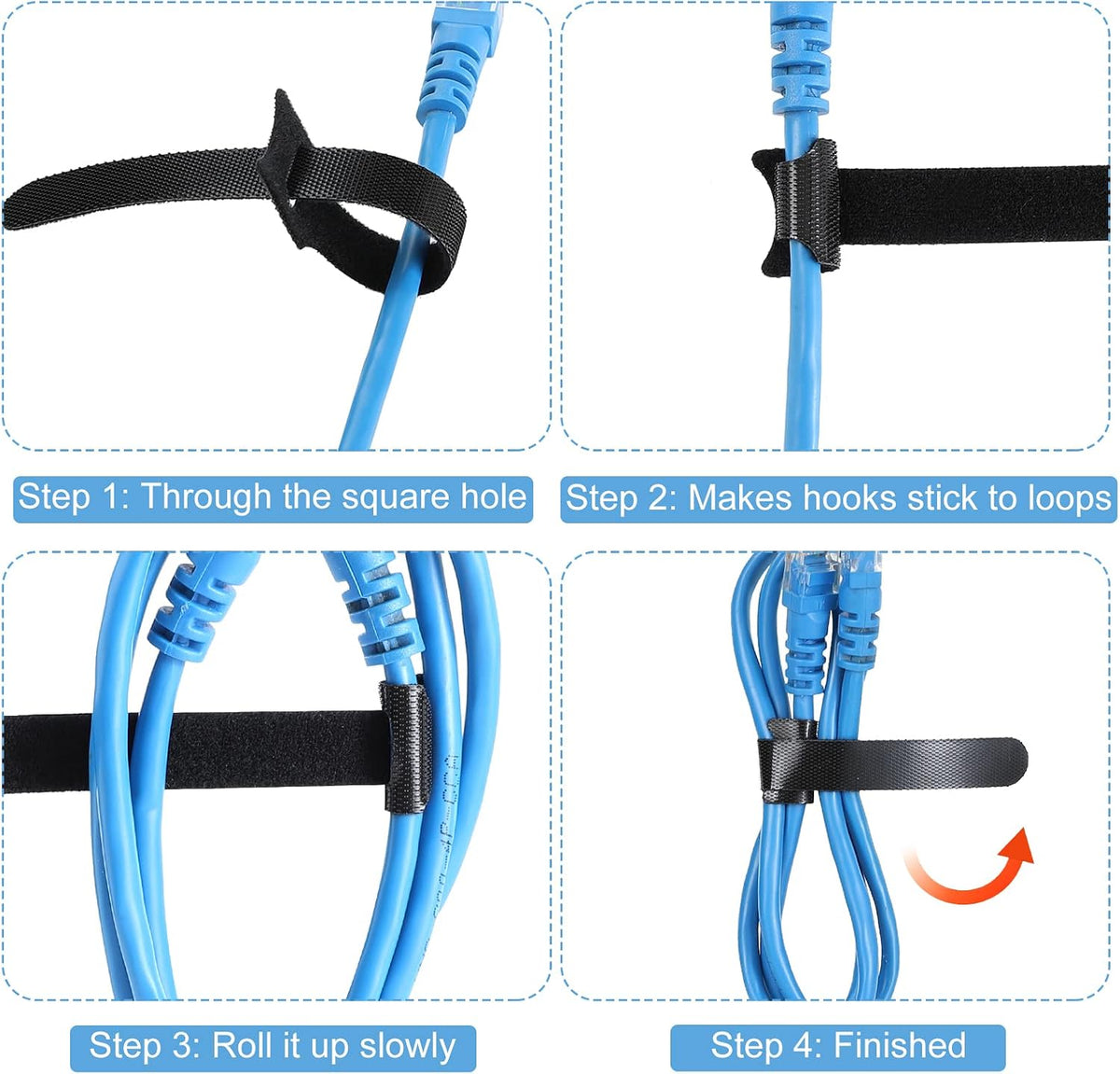 MVYC Reusable Cable Ties, Hook and Loop Cord Organizer, 6 Inch 120 PCS