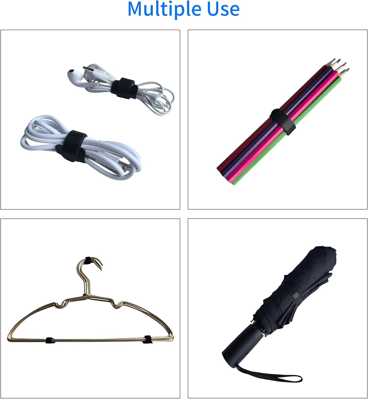 200 PCS 8 Inches Black Reusable Cable Ties, Adjustable Cord Straps, Cable Organizer, Cord Wrap and Hook Loop Cords Management,Adjustable Cord Ties