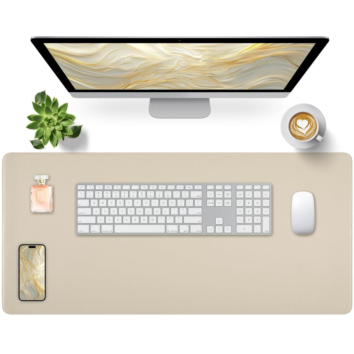 Bloss Green Desk Mat, Desk Matt for Desktop, Large Leather Desk Pad, Desk Pad Mat Waterproof, Computer Mat for Office Work/Home/Decor (31.5 x 15.7 Inches)