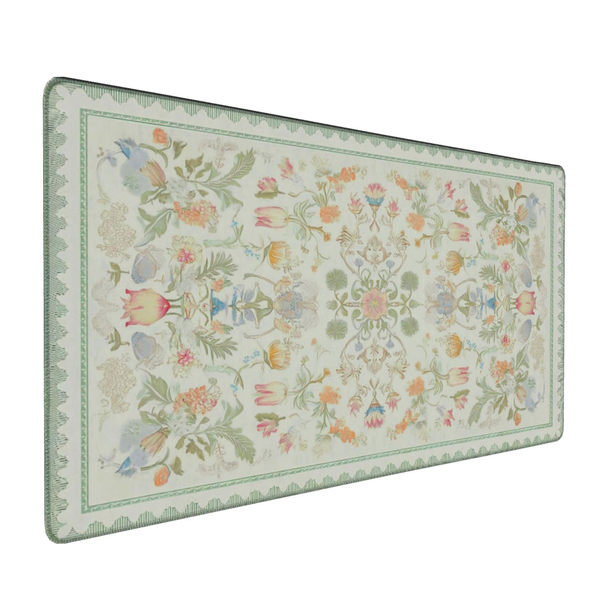 Dark Green Floral XXL Desk Mat, Extra Large Mouse Pad with Anti-Slip Base & Stitched Edges for Women, Aesthetic Desk Pad for Home Office Computer, Keyboard Mat Office Supplies Decor