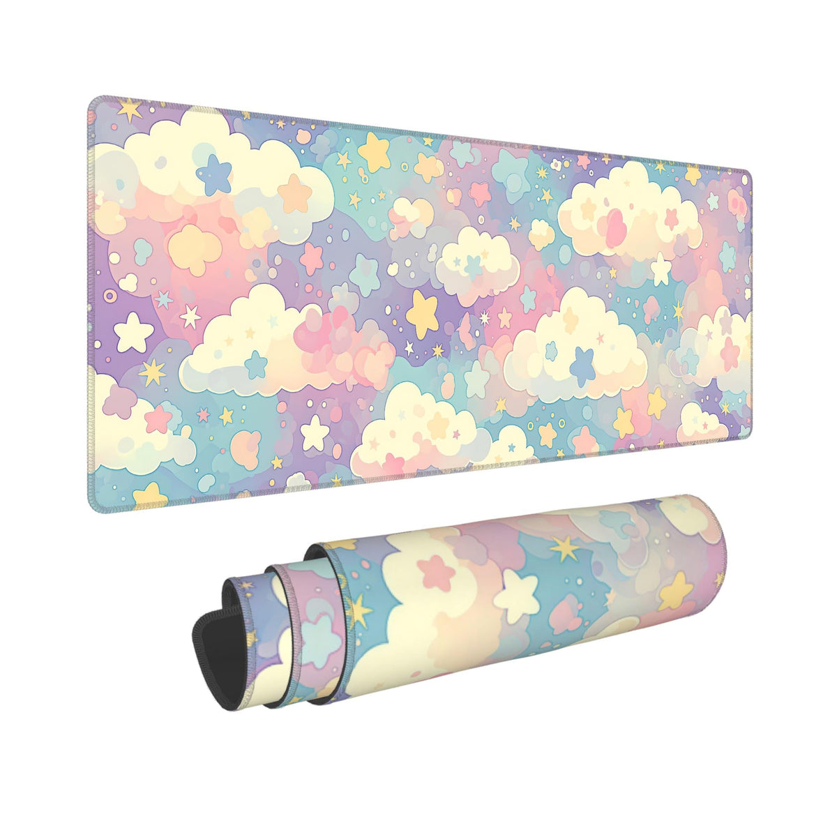 Cute Purple Mouse Pad,Large Kawaii Gaming Desk Mat 31.5 x 12 in