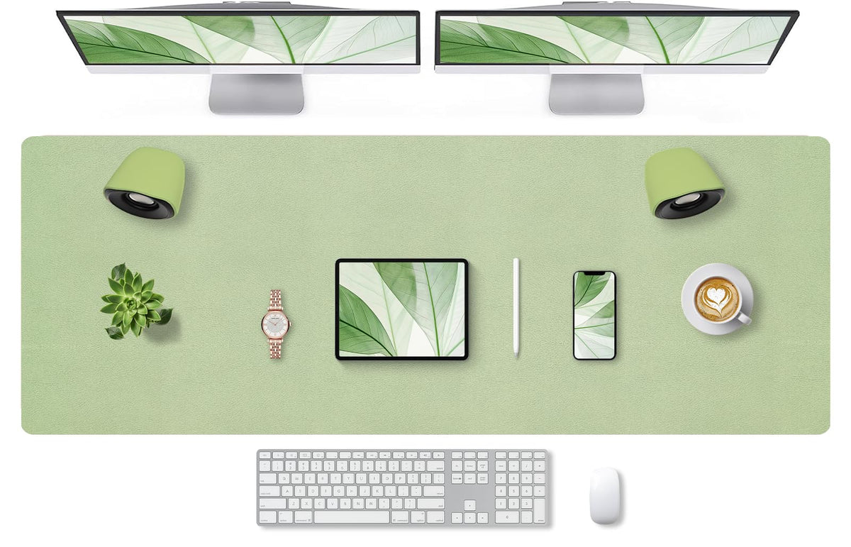 Bloss Green Desk Mat, Desk Matt for Desktop, Large Leather Desk Pad, Desk Pad Mat Waterproof, Computer Mat for Office Work/Home/Decor (31.5 x 15.7 Inches)