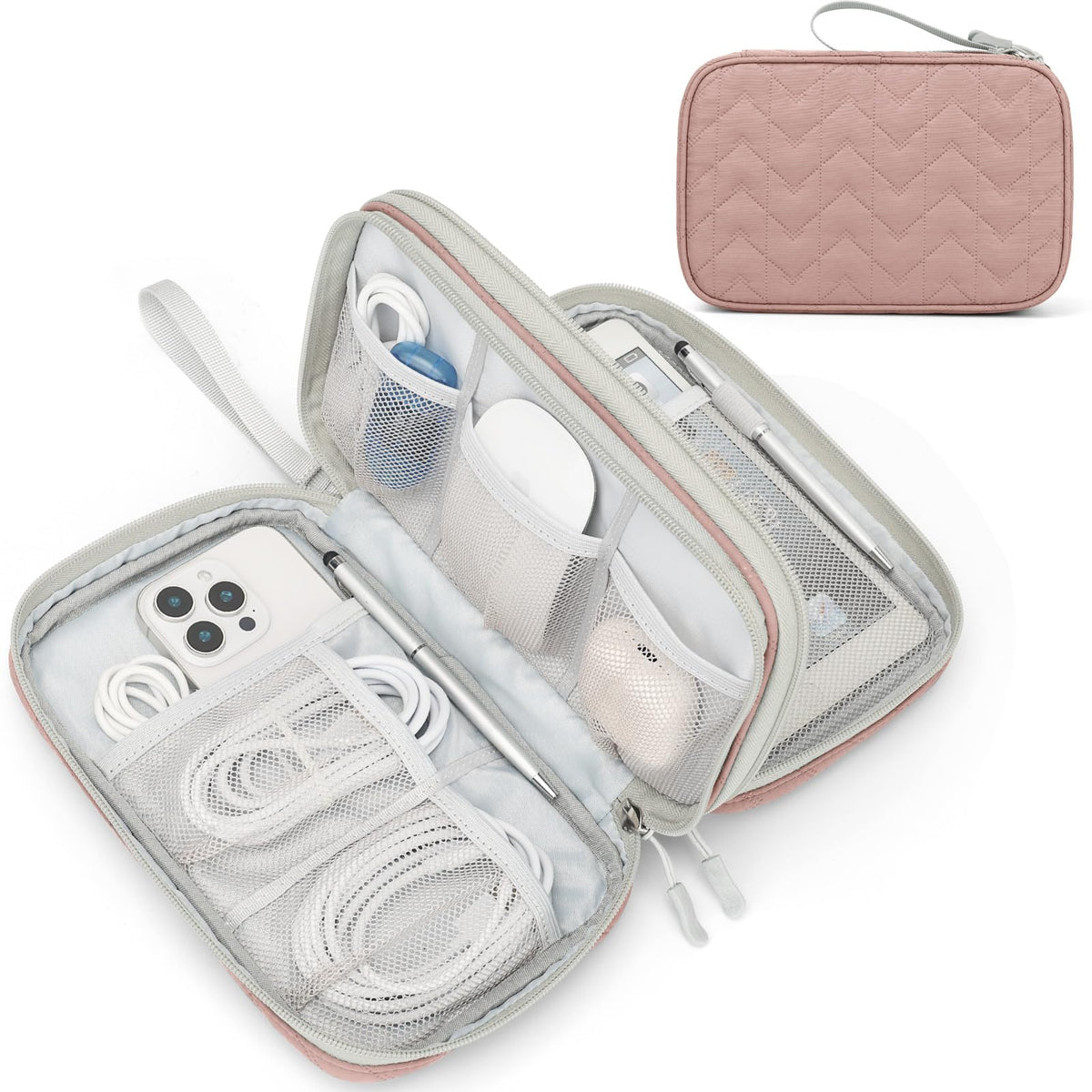FYY Electronic Organizer, Travel Tech Pouch Bag, Cable Organizer Wine Red