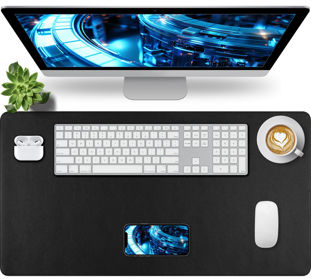 Bloss Green Desk Mat, Desk Matt for Desktop, Large Leather Desk Pad, Desk Pad Mat Waterproof, Computer Mat for Office Work/Home/Decor (31.5 x 15.7 Inches)