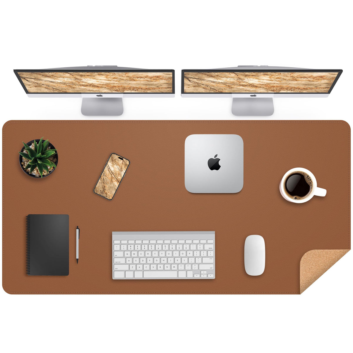 AFIING Large Desk Mat, 47" x 17",Black,Leather Desk Pad Protector for Mouse