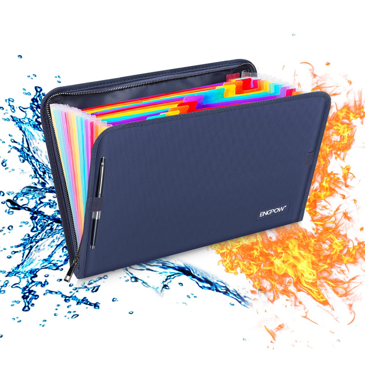 ENGPOW Expanding File Folder,Fireproof 13 Pockets Document Organizer Bag